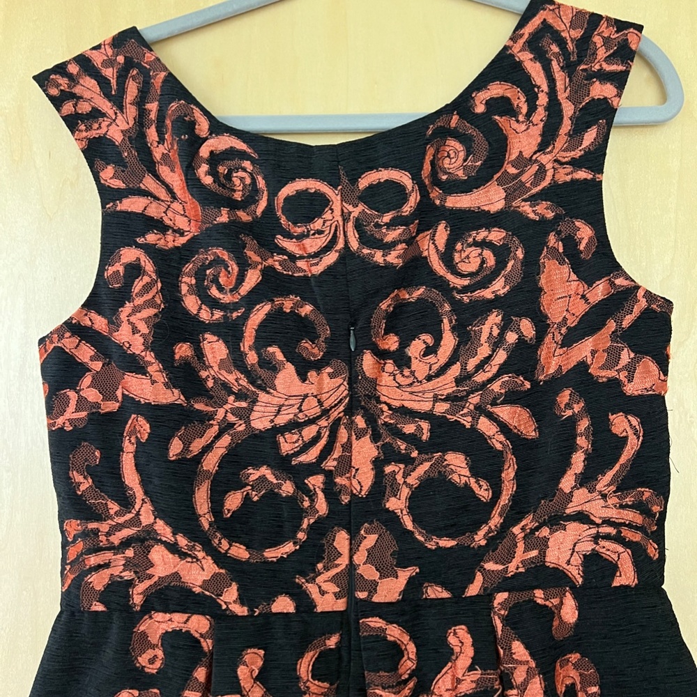 Yoana Barashi for Anthropologie Black and Orange Mirissa Dress Size 12 - Picture 6 of 8